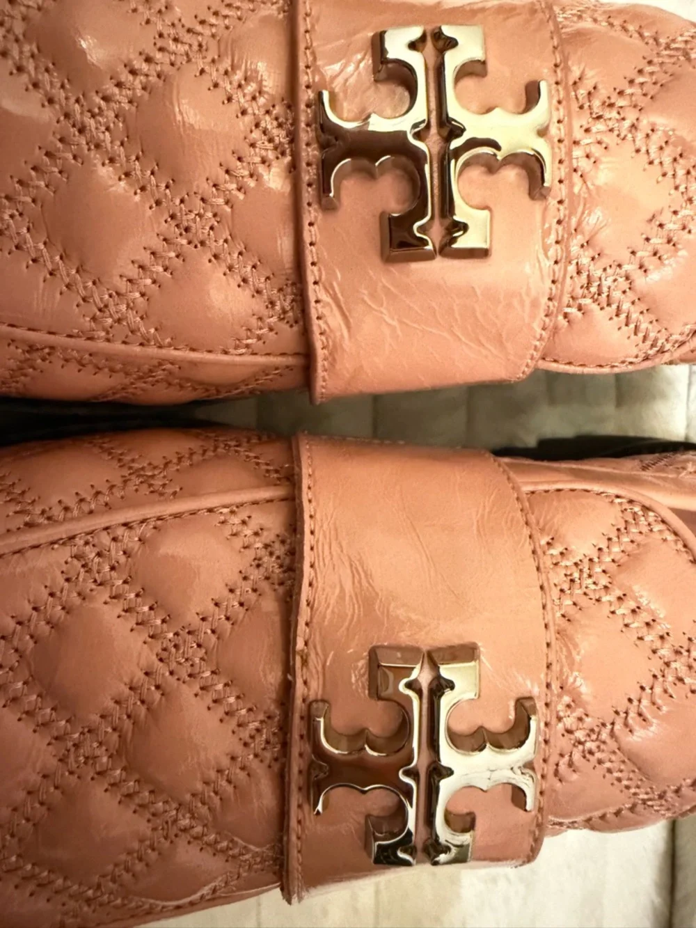 NEW Tory Burch Mini Everly Chunky Quilted Patent Loafers Women's,
